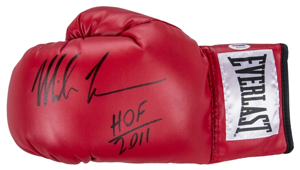 Mike Tyson Signed & Inscribed “HOF 2011” Red Everlast Boxing Glove (PSA/DNA) 